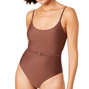 NWT Andie The Riviera One Piece Swimsuit Belt Adjustable Straps Espresso Size M